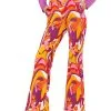 Hippe 70er Jahre Hose Orchideen -Günstiger Karneval Universum Shop 70er jahre groovy damenhose orichideenwaves schlaghose hippie faschingskostuem 70s hippie trousers 29427 1
