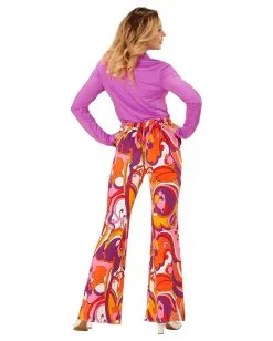 Hippe 70er Jahre Hose Orchideen -Günstiger Karneval Universum Shop 70er jahre groovy damenhose orichideenwaves schlaghose hippie faschingskostuem 70s hippie trousers 29427 4