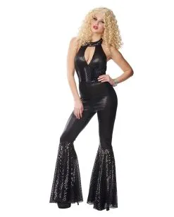 Schwarzer 70s Disco Diva Jumpsuit