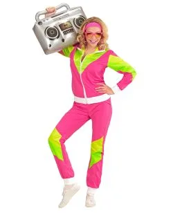 80er Jahre Traningsanzug Kostüm -Günstiger Karneval Universum Shop 80er jahre jogginganzug kostuem 80ies trainingsanzug kostuem 80ies pink tracksuit costume 36614 03