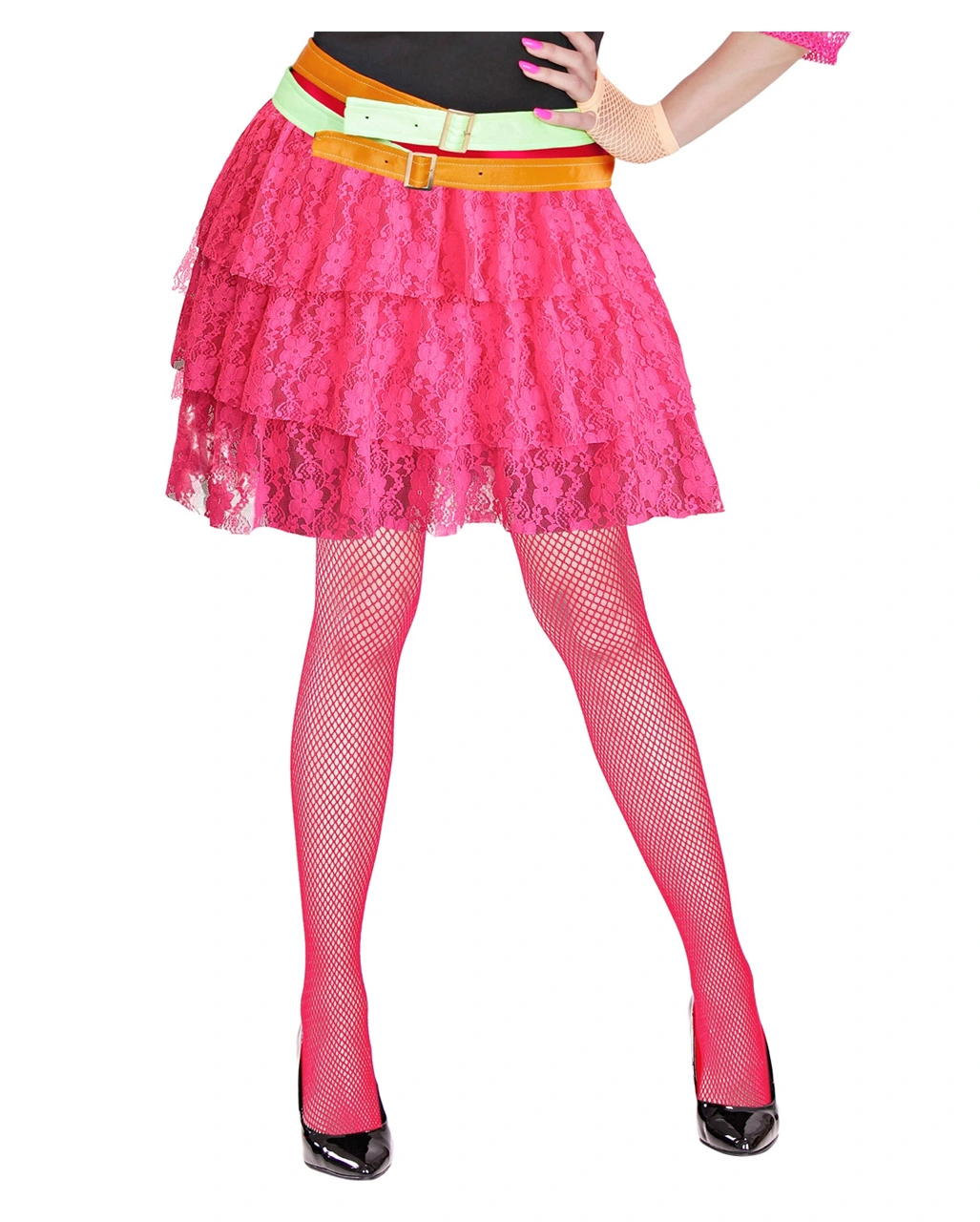 80´s Mini Rock Aus Spitze - Neon Pink 3 80´s Mini Rock Aus Spitze - Neon Pink