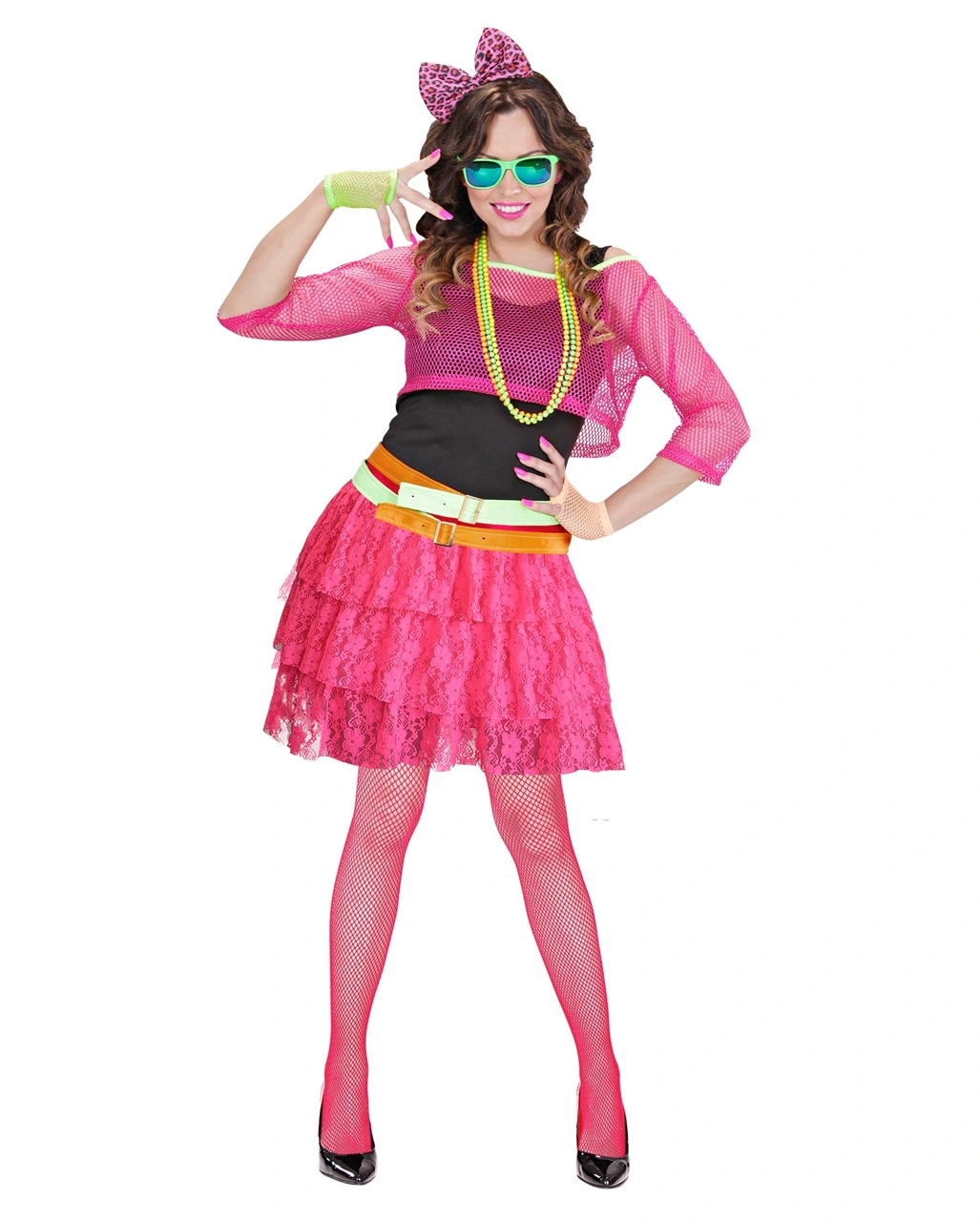 80´s Mini Rock Aus Spitze - Neon Pink 4 80´s Mini Rock Aus Spitze - Neon Pink – Bild 2