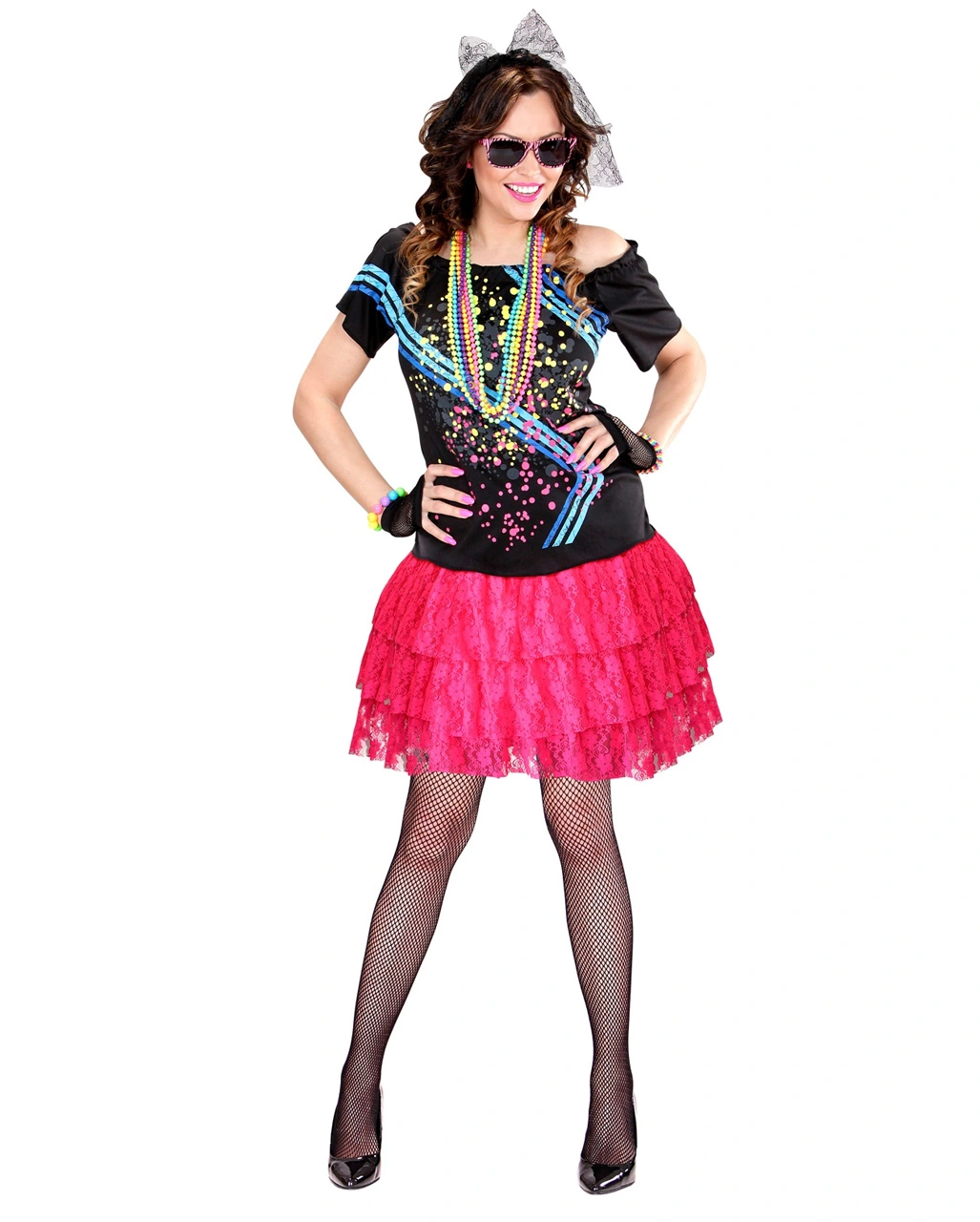 80´s Mini Rock Aus Spitze - Neon Pink 6 80´s Mini Rock Aus Spitze - Neon Pink – Bild 4