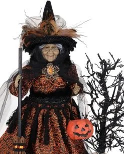 Beleuchtete Geisterhexe Aus Dem Märchenwald 54cm -Günstiger Karneval Universum Shop beleuchtete maechenhexe aus dem geisterwald lighted haunted trail witch on base halloween deko 54767 03