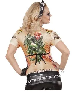 Sexy Rockerbraut T-Shirt -Günstiger Karneval Universum Shop biker girl t shirt rocker lady t shirt hevay meatl braut kostuemzubehoer 29378 3
