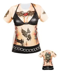 Sexy Rockerbraut T-Shirt -Günstiger Karneval Universum Shop biker girl t shirt rocker lady t shirt hevay meatl braut kostuemzubehoer 29378 4