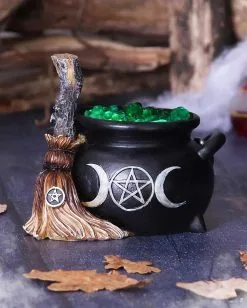 Brodelnder Hexenkessel Deko Mit LED 14,5cm -Günstiger Karneval Universum Shop blubbernder hexenkessel mit led licht bubbling cauldron decoration halloween und gothic wohnungsdeko 52420 7