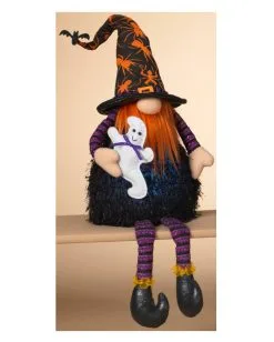Leuchtender Halloween Zwerg Kantenhocker Mit Geist 75cm -Günstiger Karneval Universum Shop bunter halloween gnom kantenhocker leuchtend 75cm multi color led lighted plush halloween gnome shelf sitter 54264 2