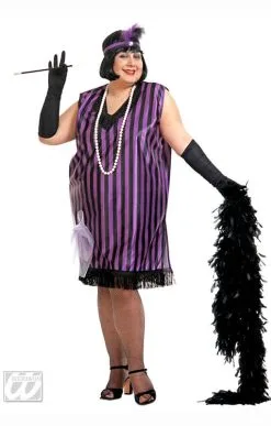 Charleston Kleid Schwarz Violett XL