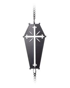 Sarg Mit Kreuz Metall Windspiel Hängedeko -Günstiger Karneval Universum Shop coffin cross metall windspiel halloween und gothic wohnungsdeko und homeware coffin cross wind chime alchemy england 52749 2