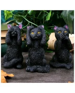 Drei Weise Schwarze Katzen -Günstiger Karneval Universum Shop drei weise schwarze katzen three wise felines cat figures 39524 05