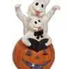 Leuchtkürbis Mit Geistern & Buch 22cm -Günstiger Karneval Universum Shop geister mit buch auf leuchtkuerbis 22cm light up pumpkin with ghosts and book halloween kuerbis deko 54097