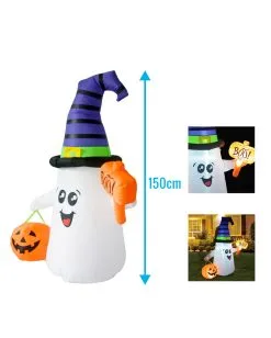 Aufblasbarer Leuchtender Halloween Geist Mit Kürbis 150 Cm -Günstiger Karneval Universum Shop halloween geist mit kuerbis deko aufblasfigur halloween geist mit led halloween ghost inflatable 53745 2