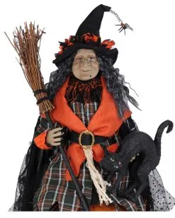 Halloween Hexe Mit Leuchtendem Kürbis & Katze 68cm 7 Halloween Hexe Mit Leuchtendem Kürbis & Katze 68cm -Günstiger Karneval Universum Shop halloween hexe mit katze und beleuchtetem kuerbis halloween witch with light up pumkin and cat 54766 03