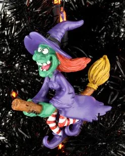 Fliegende Hexe Christbaumkugel 10cm -Günstiger Karneval Universum Shop hexe auf besen weihnachtskugel halloween und horror weihnachtsdeko flying witch hanging ornament 54757 6