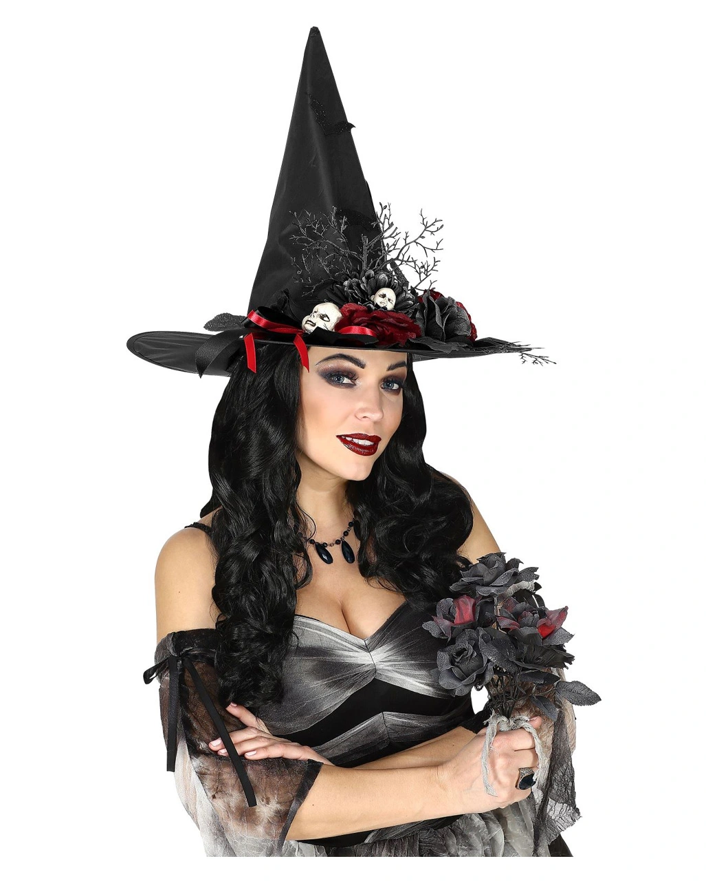 Hexenhut Mit Rosen & Puppenköpfen 6 Hexenhut Mit Rosen & Puppenköpfen - Image 4