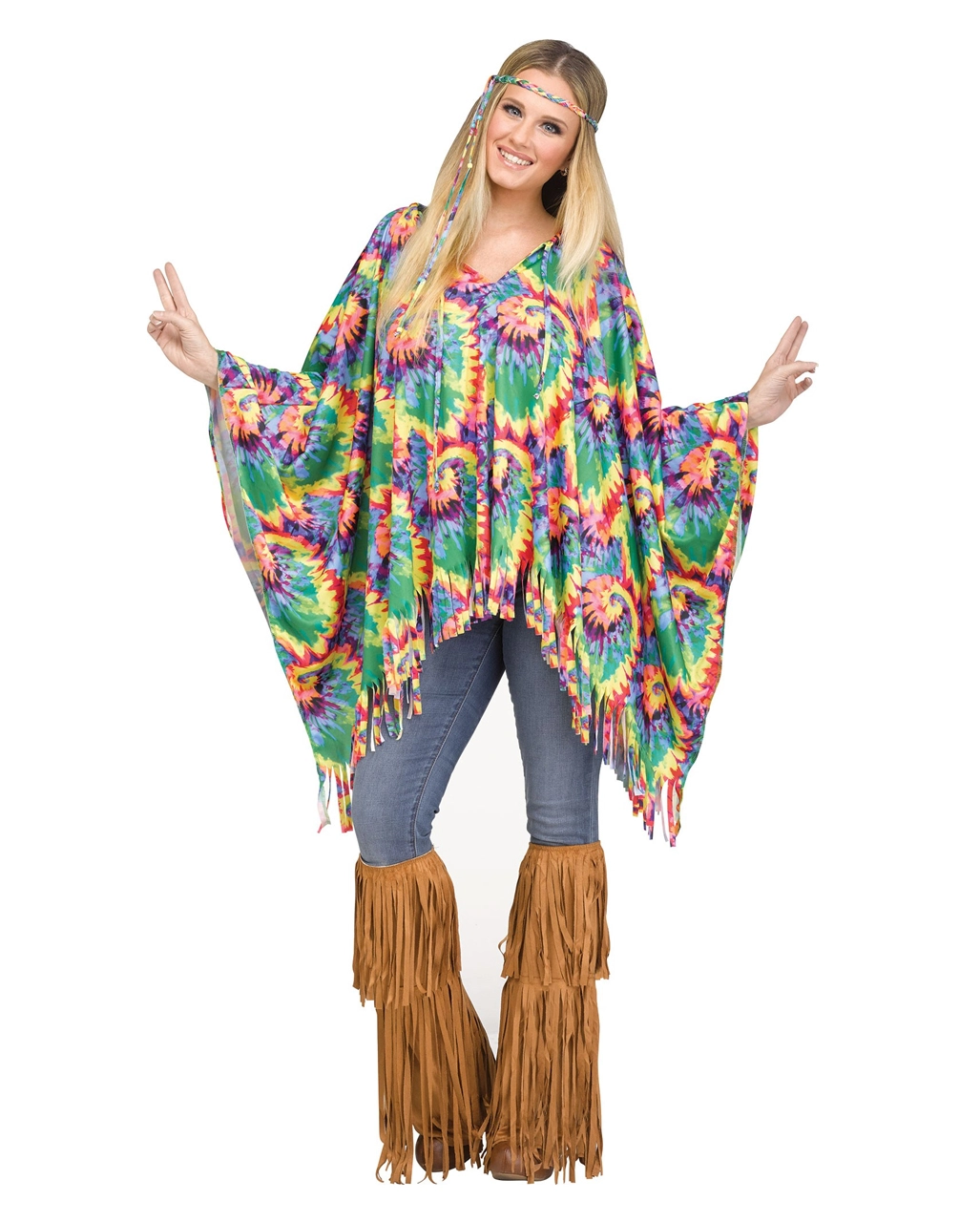 Poncho Mit Haarband Für Hippies 4 Poncho Mit Haarband Für Hippies – Bild 2
