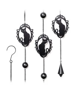 Katzen Silhouette Metall Windspiel Hängedeko -Günstiger Karneval Universum Shop katzen silhouette windspiel und haengedeko gothic und halloween wohnungsdeko alchemy england feline wind chime 52747