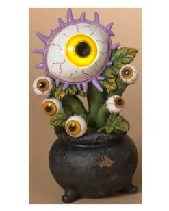 Pflanze Mit Leuchtendem Augapfel In Hexenkessel 22cm -Günstiger Karneval Universum Shop leuchtende augapfel pflanze in hexenkessel 22cm lighted resin potted halloween critter in cauldron fleischfressende pflanze deko 54268 2