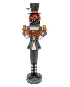 Metall Kürbis Butler In Uniform Leuchtend 158cm
