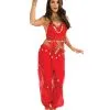 Exotisches Bauchtänzerin Kostüm Mit Münzen Rot -Günstiger Karneval Universum Shop orientalisches bauchtanz kostuem mit muenzen rot belly dancer costume faschingskostueme 37215