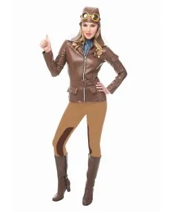 Vintage Pilotin Kostüm Mit Mütze