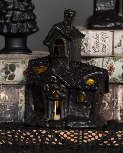 Beleuchtete Grusel Glitzer Geisterhaus Deko -Günstiger Karneval Universum Shop scary glitter geisterhaus deko mit led scary glitter light up haunted house halloween spukhaus deko 53048 2