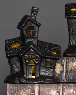 Beleuchtete Grusel Glitzer Geisterhaus Deko -Günstiger Karneval Universum Shop scary glitter geisterhaus deko mit led scary glitter light up haunted house halloween spukhaus deko 53048 3