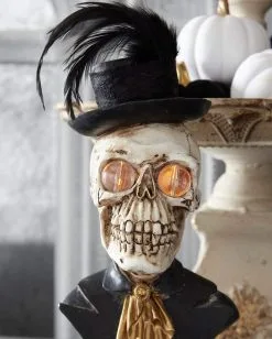 Mr. Skelett Halloween Büste Mit LED Augen 45cm -Günstiger Karneval Universum Shop skelett gentleman bueste mit led augen boutique halloween wohnungsdeko und homeware skeleton bust with led eyes 54588 2