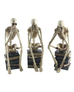 Skelette Auf Bücher Sitzend 3 Stück Als Set 35cm -Günstiger Karneval Universum Shop skelette auf buecher sitzend skeleton sitting on books skelett deko 54789 02