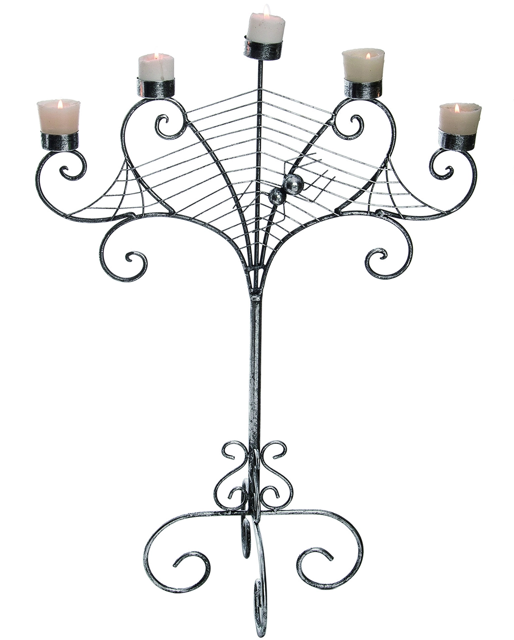 Silberner Metall Spinnweben Kerzenständer 3 Silberner Metall Spinnweben Kerzenständer