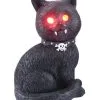 Gothic Katze Mit Roten LED Augen -Günstiger Karneval Universum Shop spooky cat mit roten led augen schwarze gothic katze halloween deko 36338