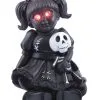 Gothic Puppe Mit Roten LED Augen -Günstiger Karneval Universum Shop spooky doll mit roten led augen schwarze gothic puppe halloween deko 36339