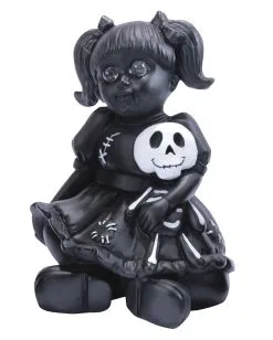 Gothic Puppe Mit Roten LED Augen -Günstiger Karneval Universum Shop spooky doll mit roten led augen schwarze gothic puppe halloween deko 36339 2