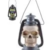 Totenkopf Laterne Mit LED Licht 15cm -Günstiger Karneval Universum Shop totenkopf laterne totenschaedel lampion halloween lampe horror licht halloween dekoration horror artikel skull lantern 18233 01