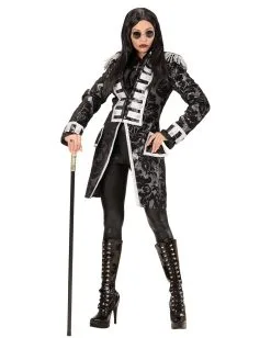 Silber-schwarzer Venezianischer Damenfrack -Günstiger Karneval Universum Shop venezianischer damenfrack silber schwarz kostuemuniform fuer frauen bild3 27470